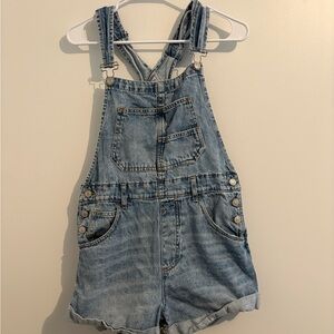 We The Free Light Blue Small Overall Shorts